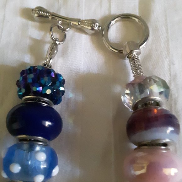 Glass Blue Purple Slider Bead Bracelet - Picture 8 of 9